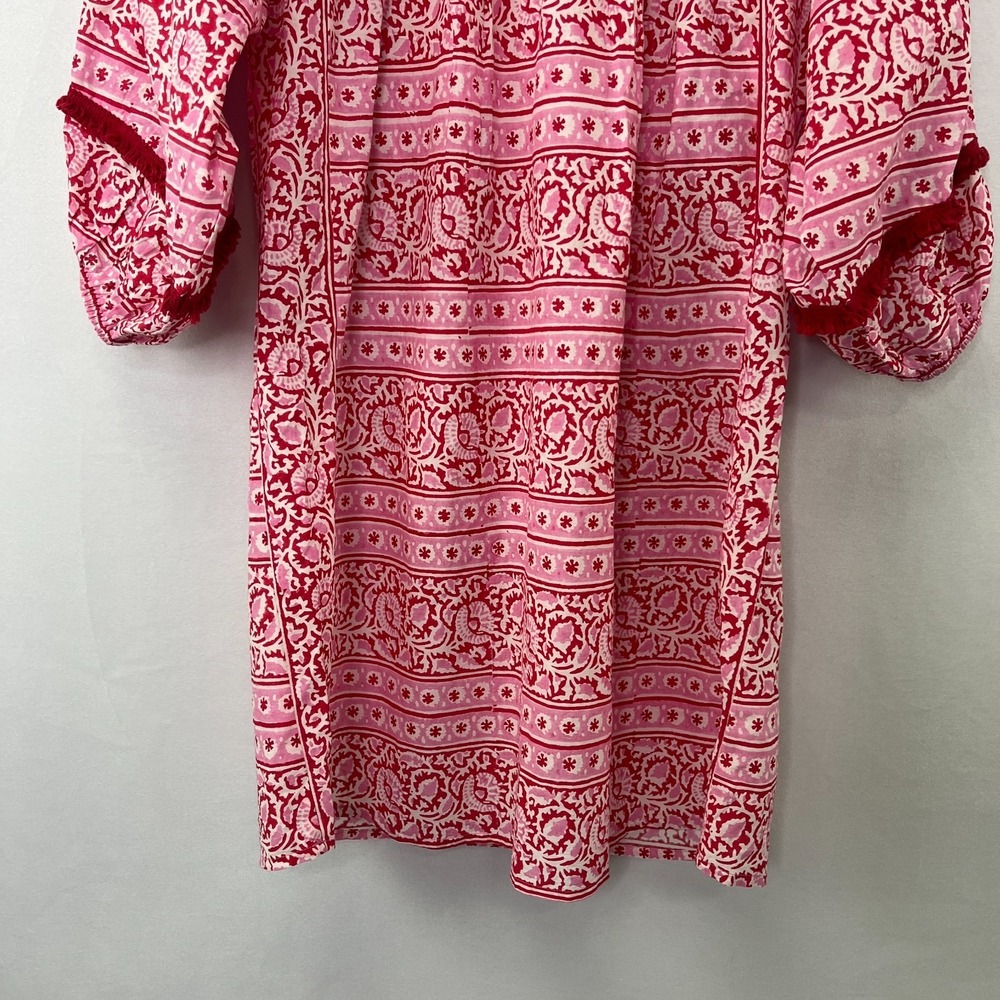 Tuckernuck Dress Pink City Prints Candy Daisy Rah Rah Mini Fringe Block Print M - Picture 4 of 16